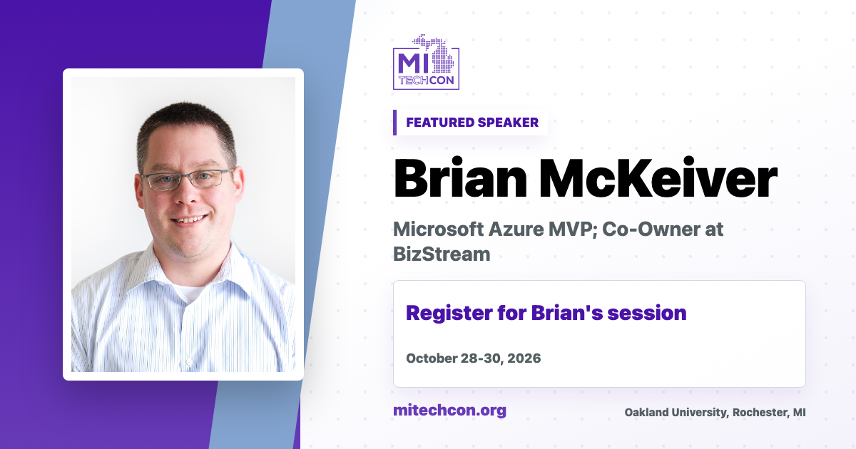 Brian McKeiver speaker share image for MITechCon 2026