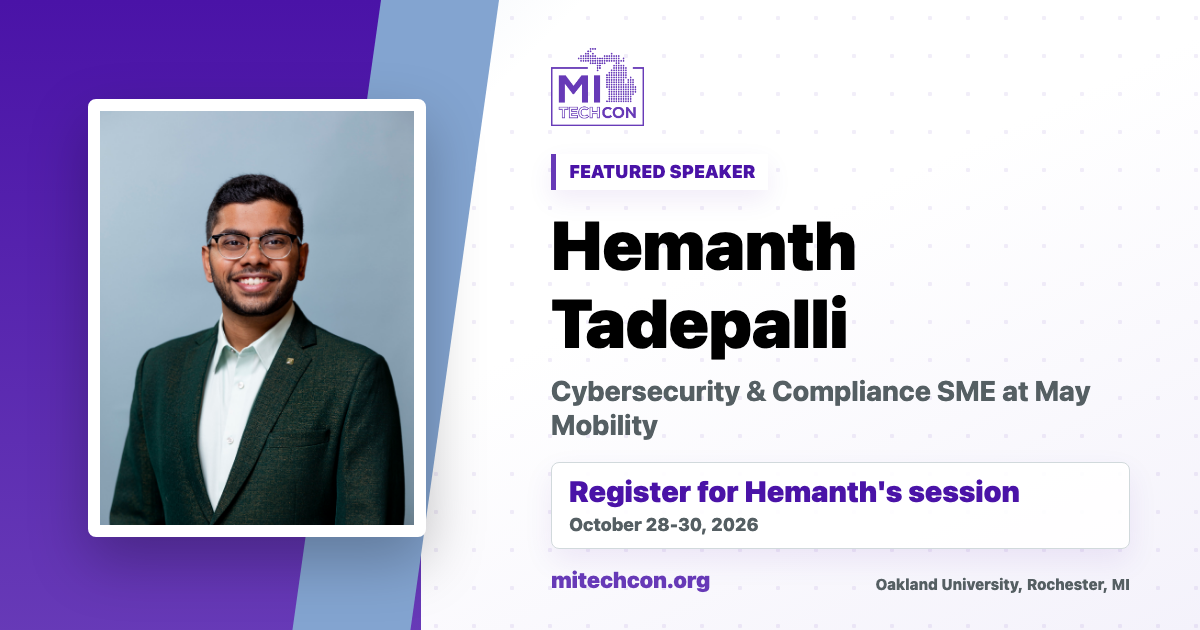 Hemanth Tadepalli speaker share image for MITechCon 2026