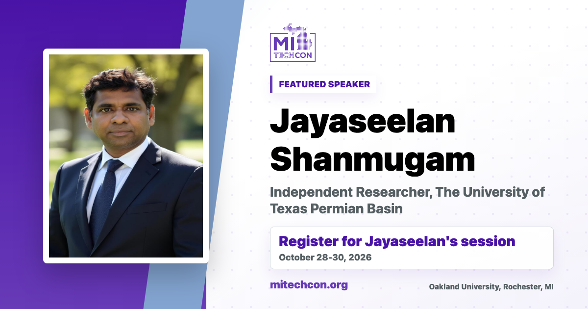 Jayaseelan Shanmugam speaker share image for MITechCon 2026