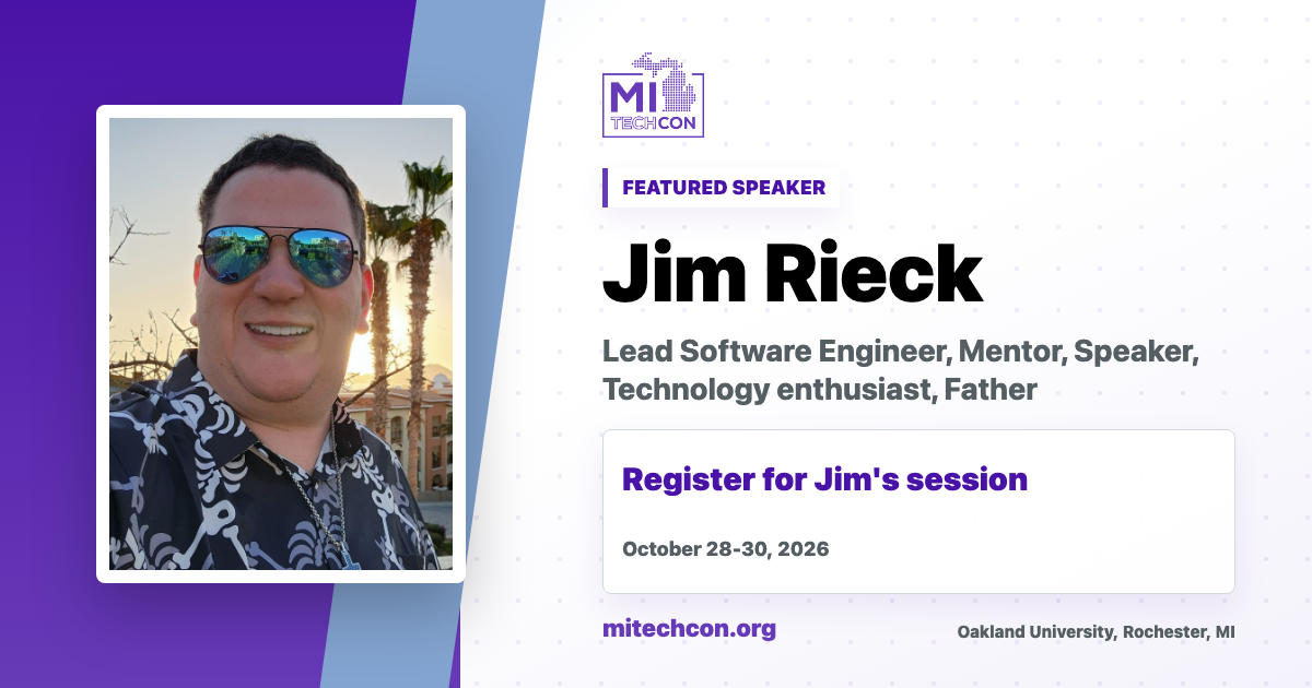 Jim Rieck speaker share image for MITechCon 2026
