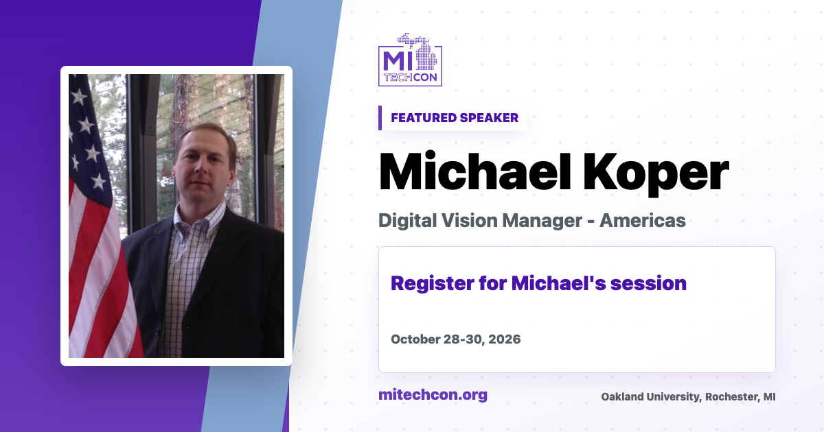 Michael Koper speaker share image for MITechCon 2026