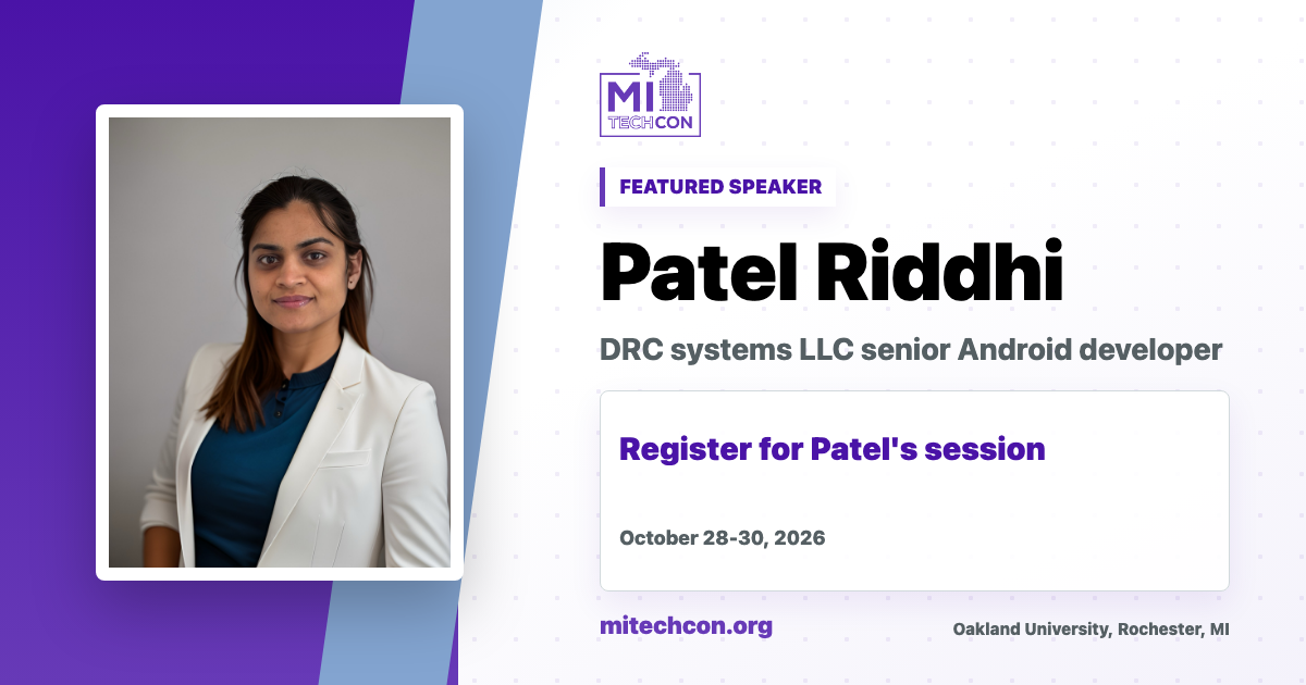 Patel Riddhi speaker share image for MITechCon 2026