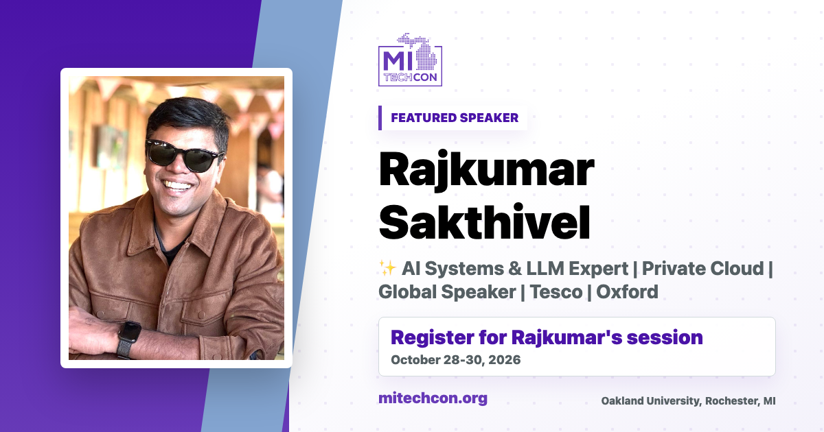 Rajkumar Sakthivel speaker share image for MITechCon 2026