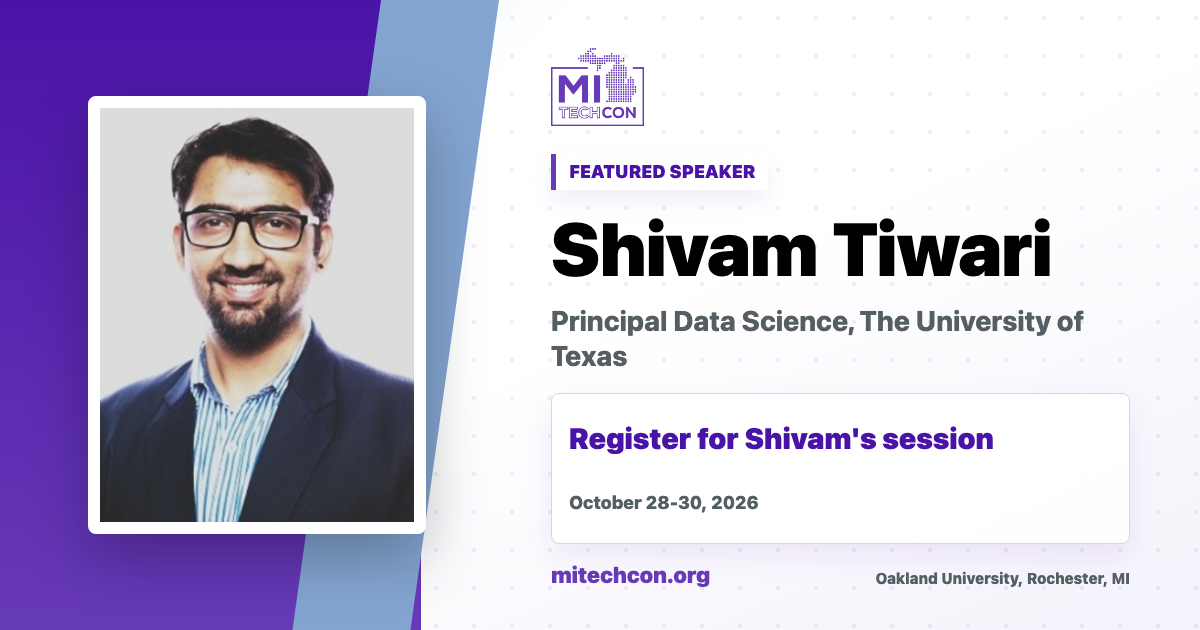 Shivam Tiwari speaker share image for MITechCon 2026